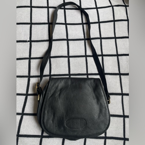 VINTAGE Black Leather Purse || Medium size - Picture 1 of 6